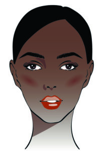 Farbtyp bestimmen: Zeichnung einer Frau mit dunklem Hautton, schwarzem Haar und dunkelbraunen Augen