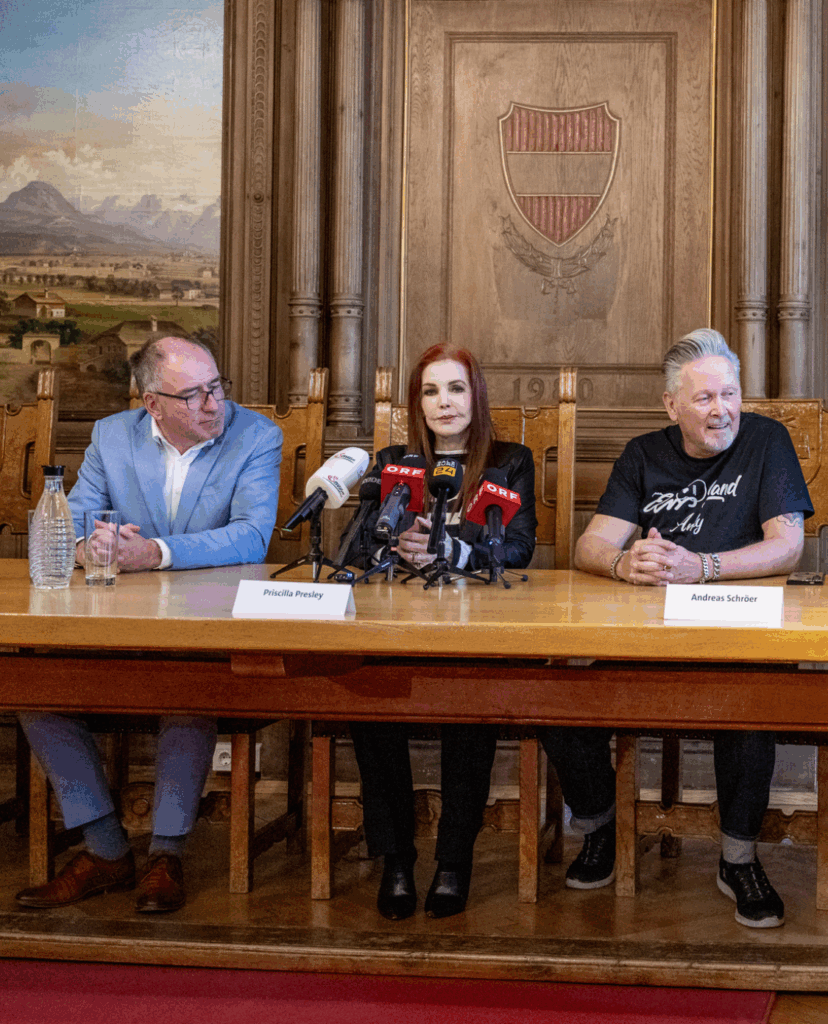 Pressekonferenz in Hallein mit Priscilla Presley, Andreas Schröer und Alexander Stangassinger